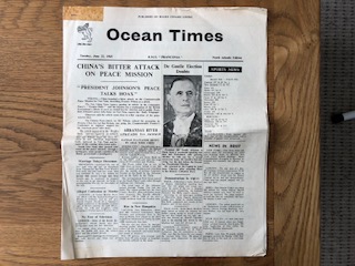 COPY OF THE OCEAN TIMES FROM THE VESSEL RMS FRANCONIA DATED JUNE 1965
